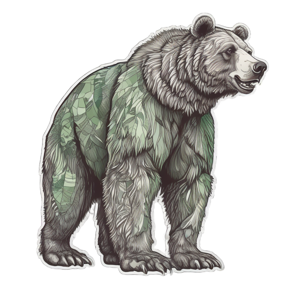 Bear in Forest Camo — camo stickers
