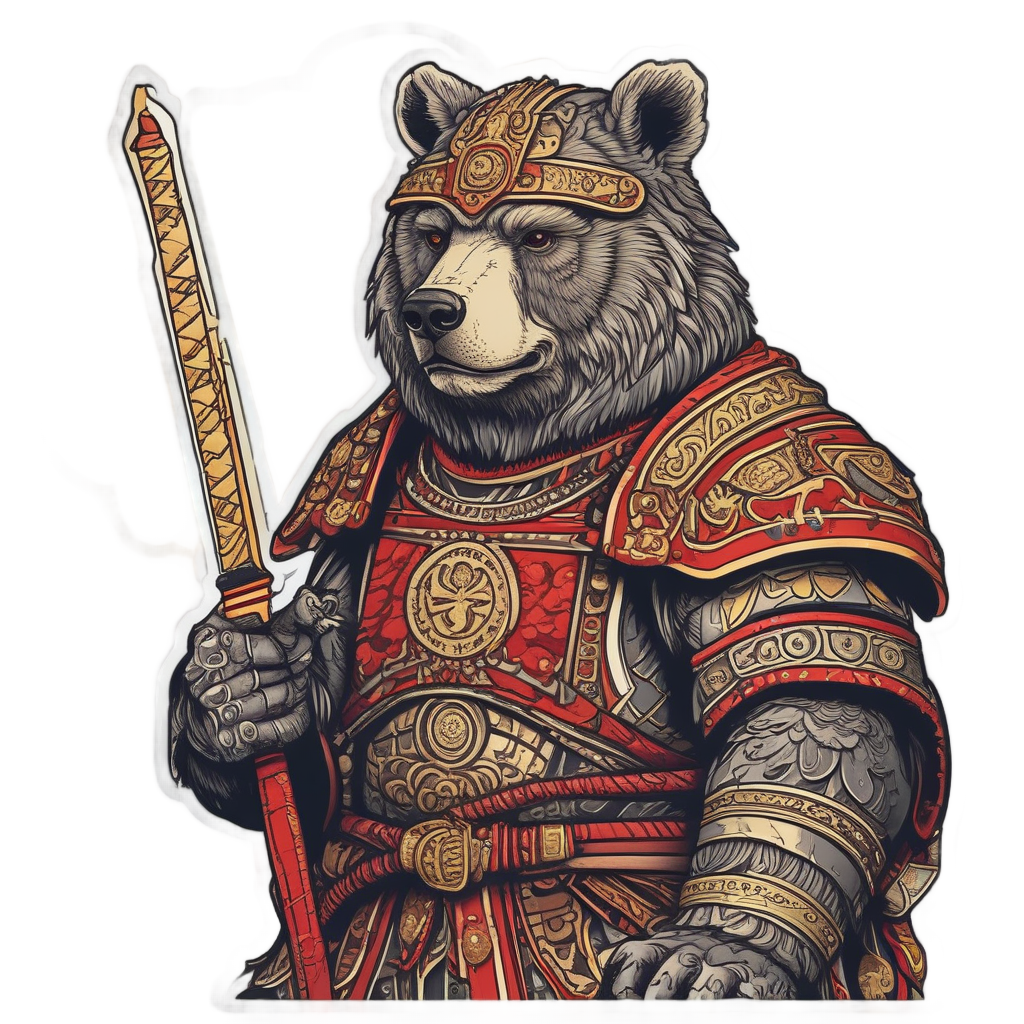 Bear in Samurai Armor — animals & pets stickers