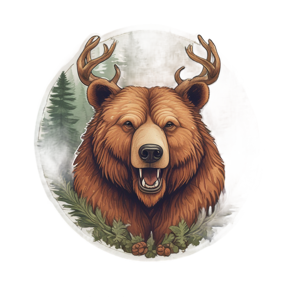 Bear with Pine Cone Crown — outdoorsman stickers
