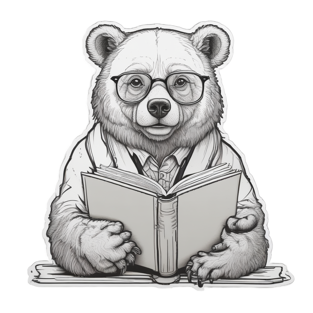 Bear with Reading Glasses — animals & pets stickers