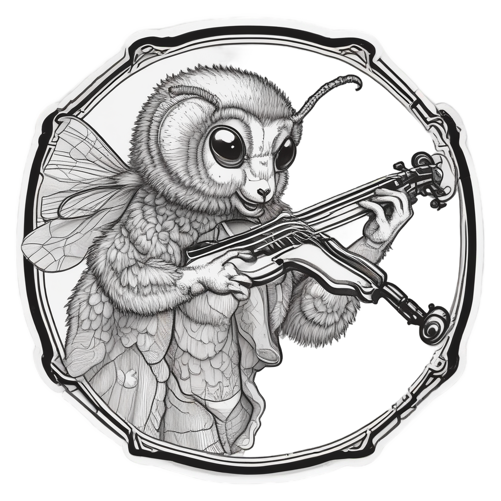 Bee Musician with Violin — animals & pets stickers