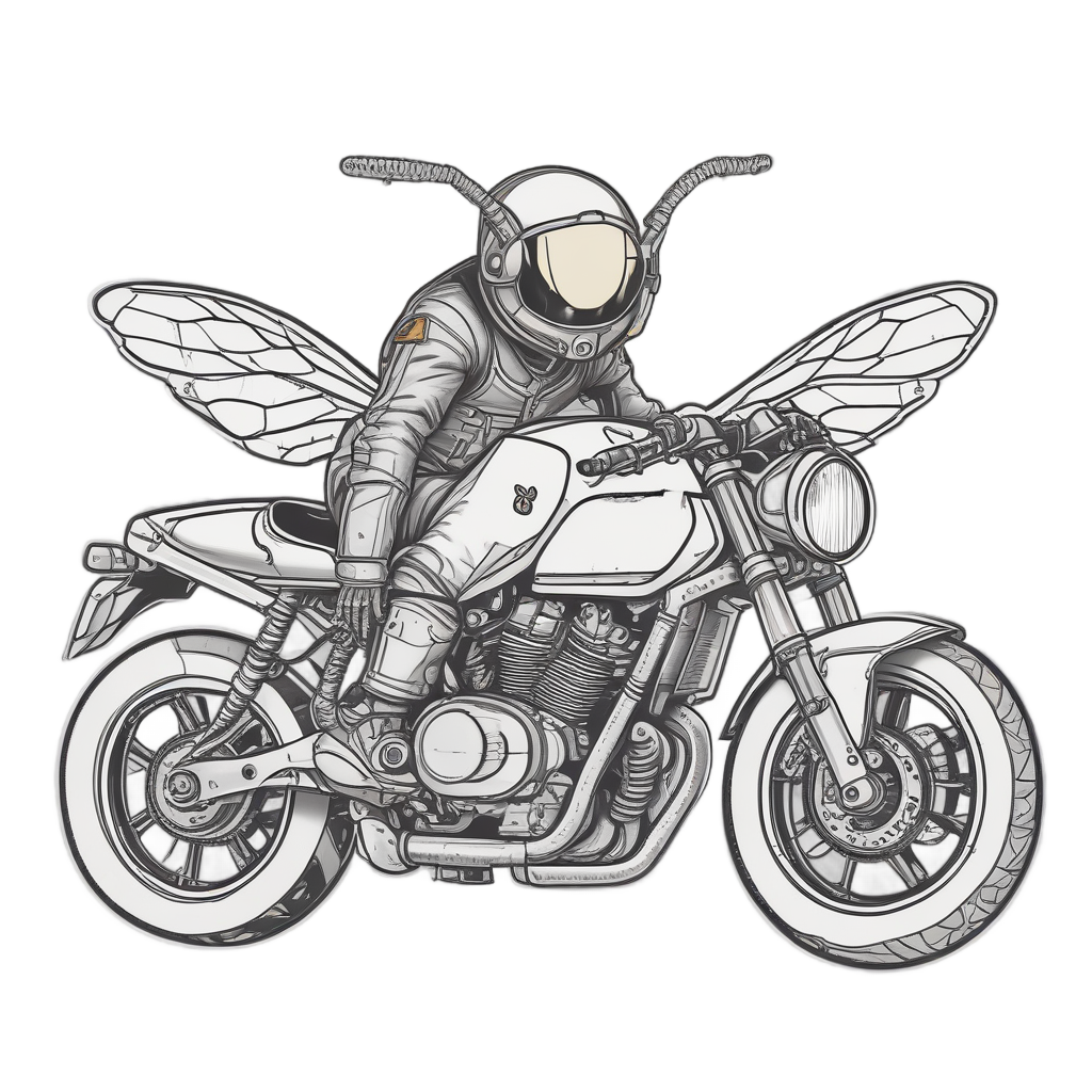 Bee Rider Classic Lineart — motorcycles stickers