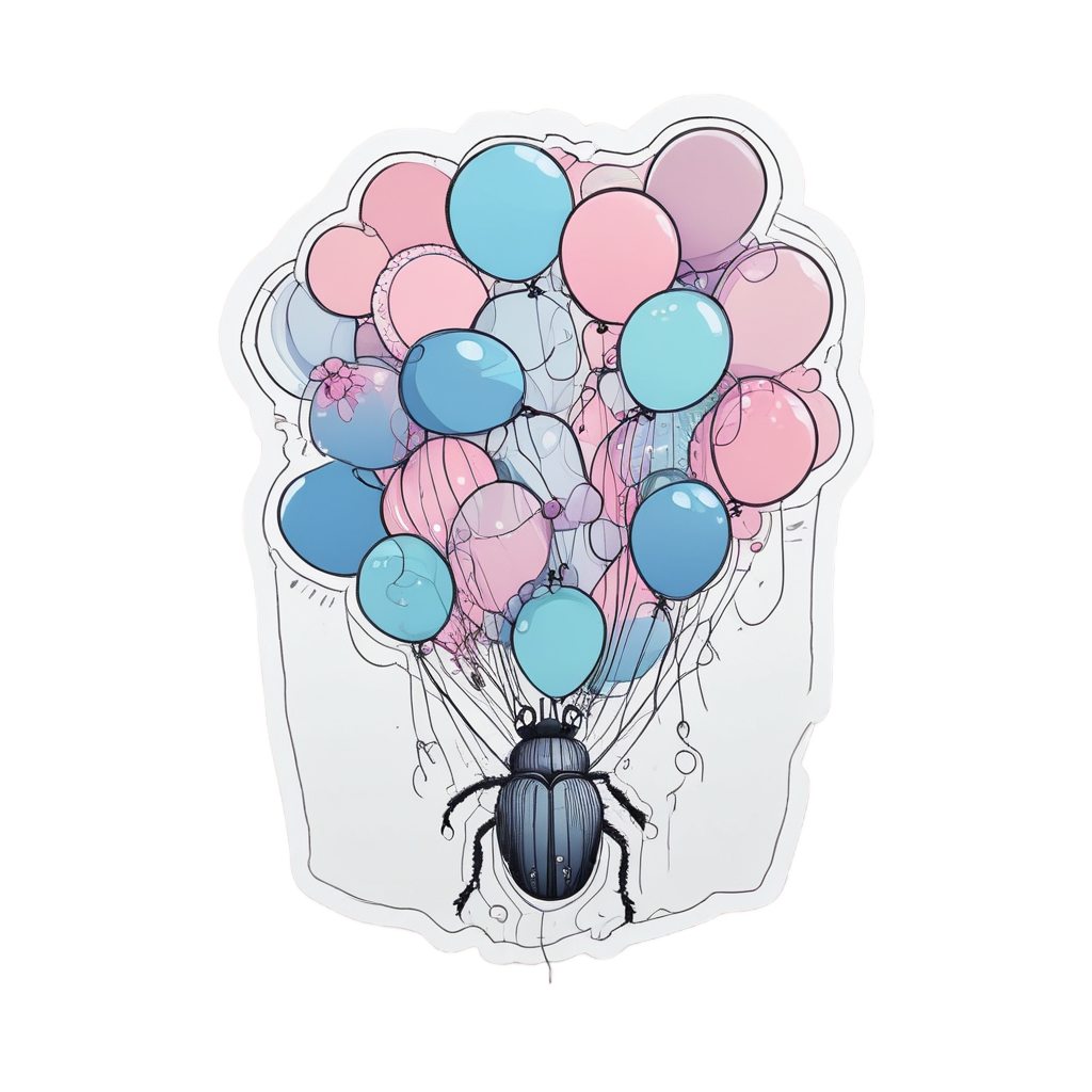 Beetle with Balloon Bouquet — animals & pets stickers