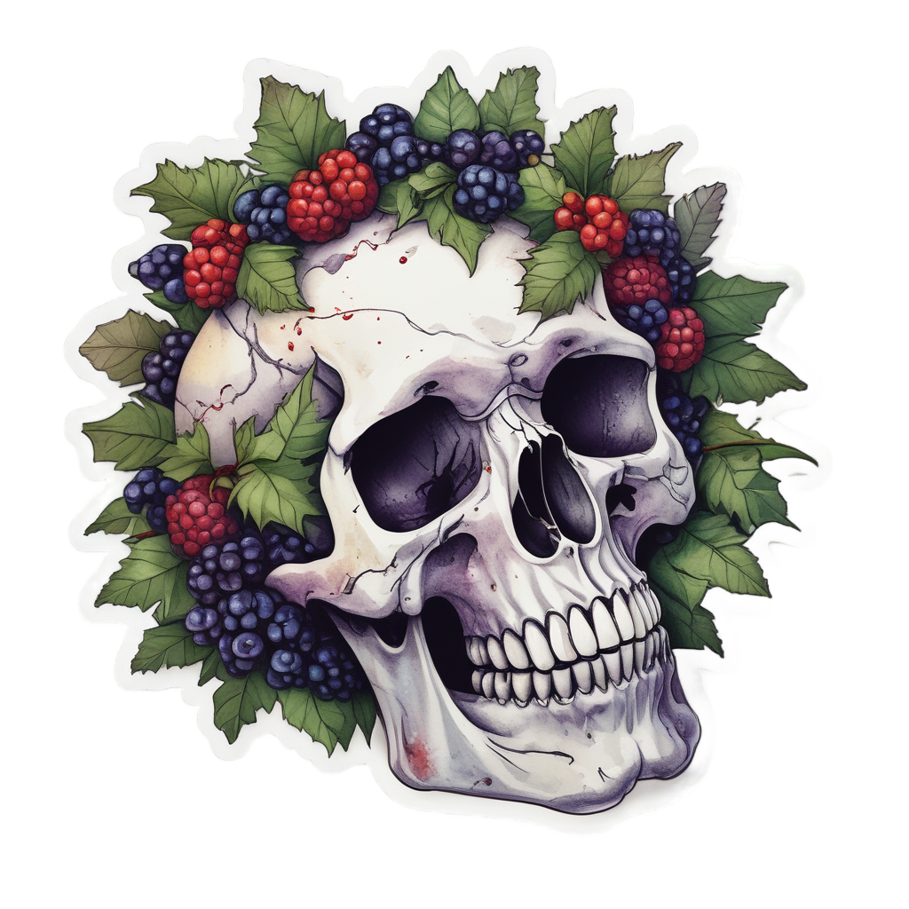 Berry Crown Skull — witchy & occult stickers