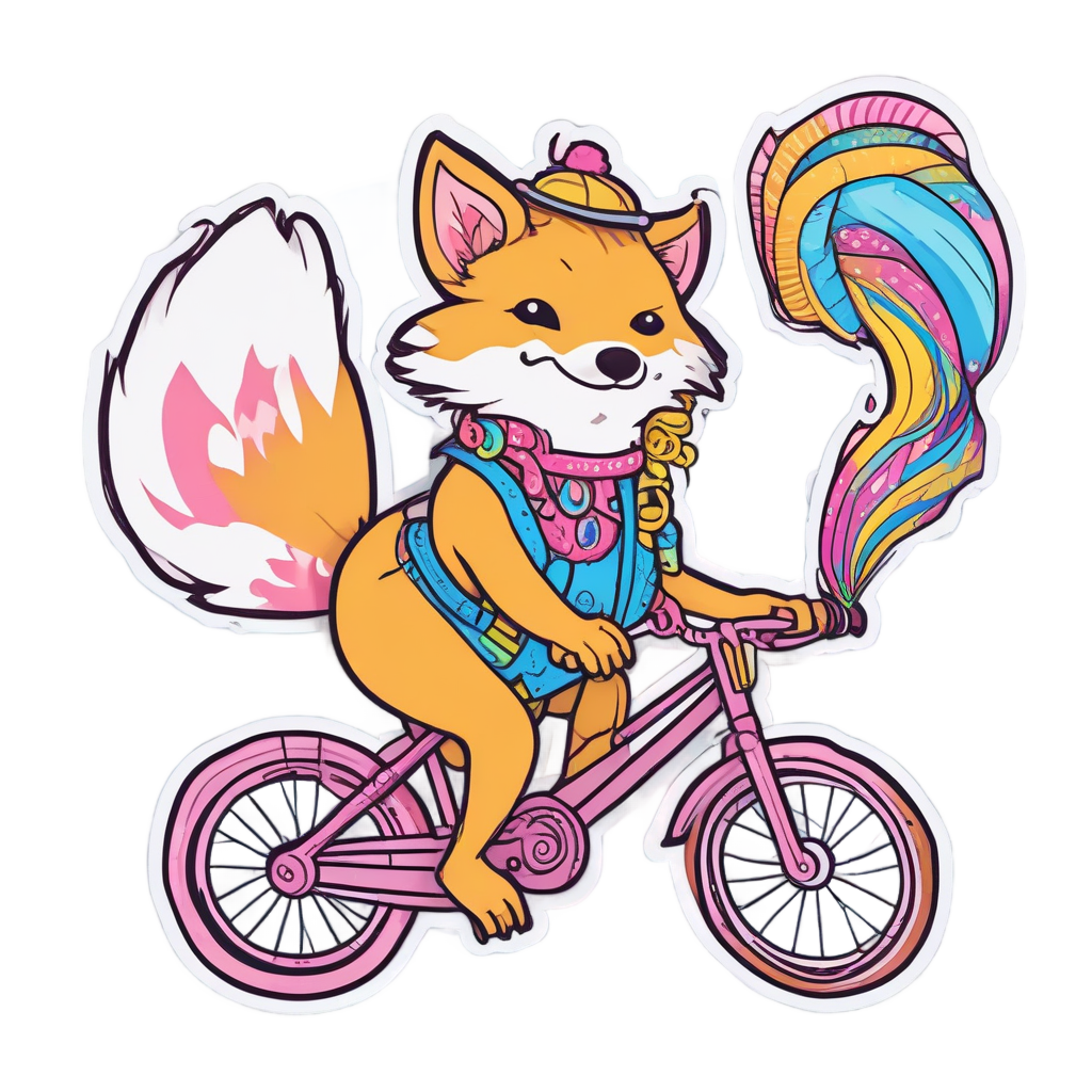 Bicycle Riding Fox — animals & pets stickers