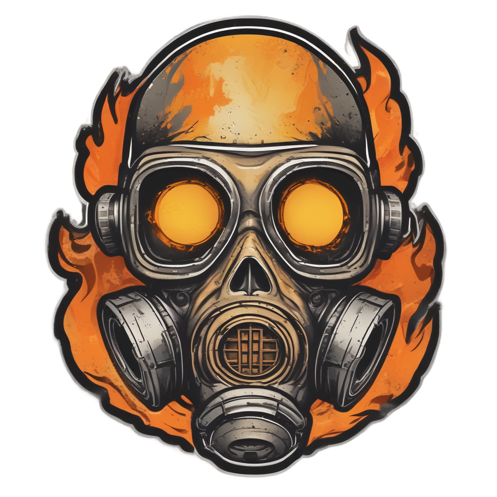 Biker Gas Skull Flames — gas mask stickers