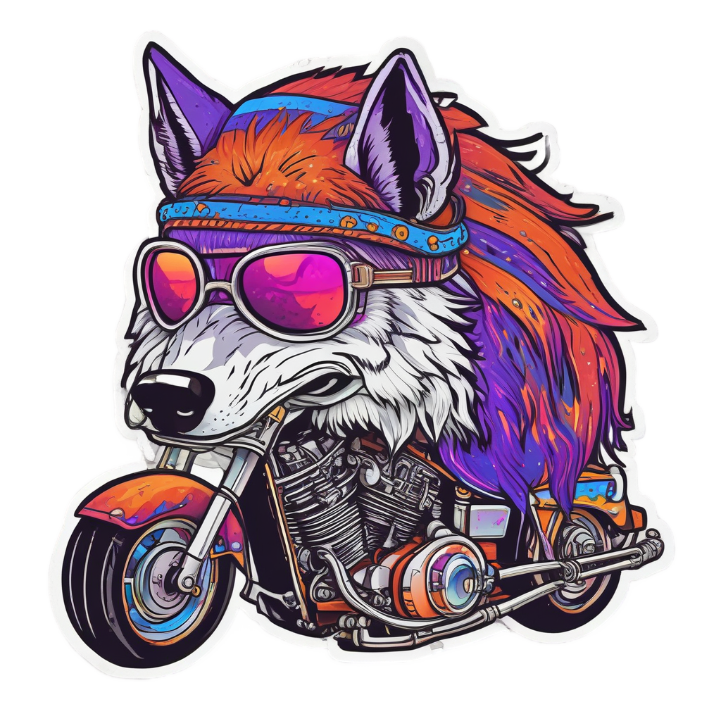 Biker Wolf and Classic Bike — motorcycles stickers