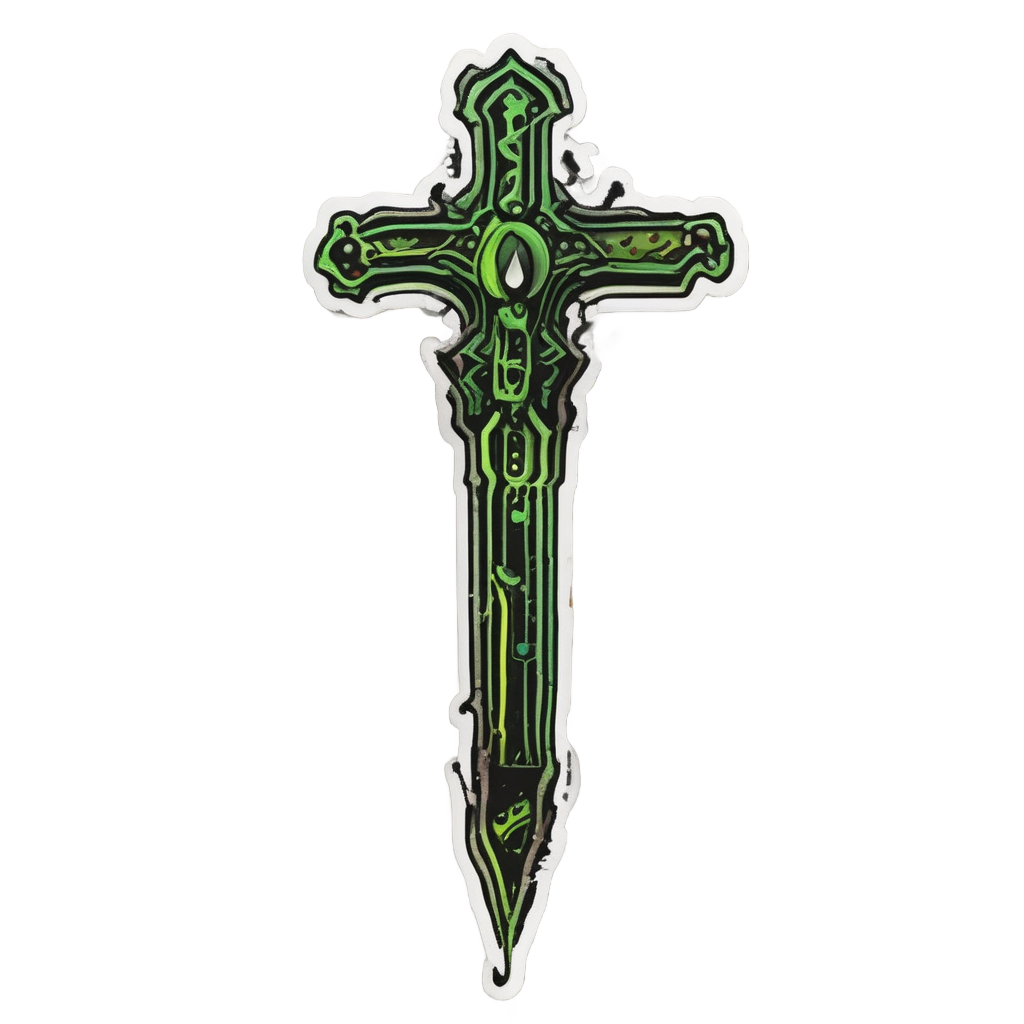 Biohazard Dagger Neon Green — blackwork flash stickers