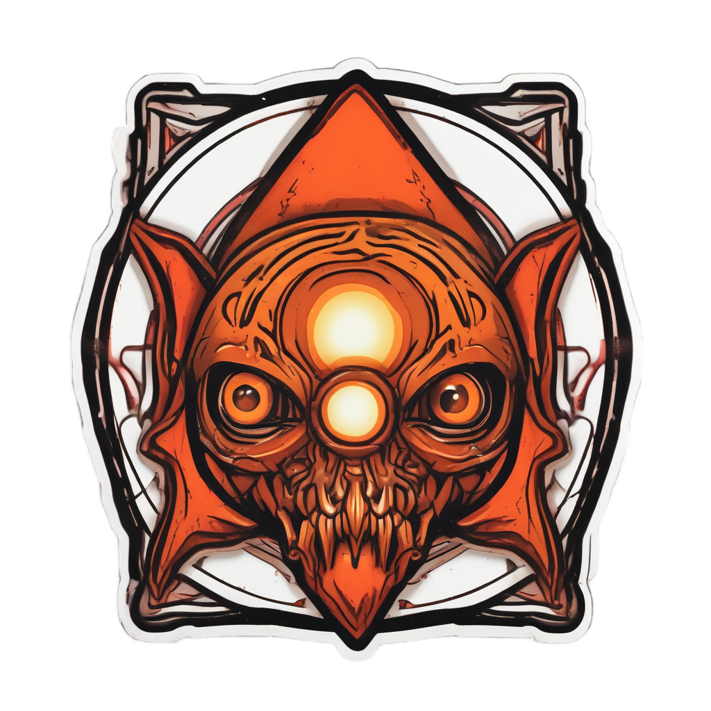 Glowing orange biohazard eye sticker
