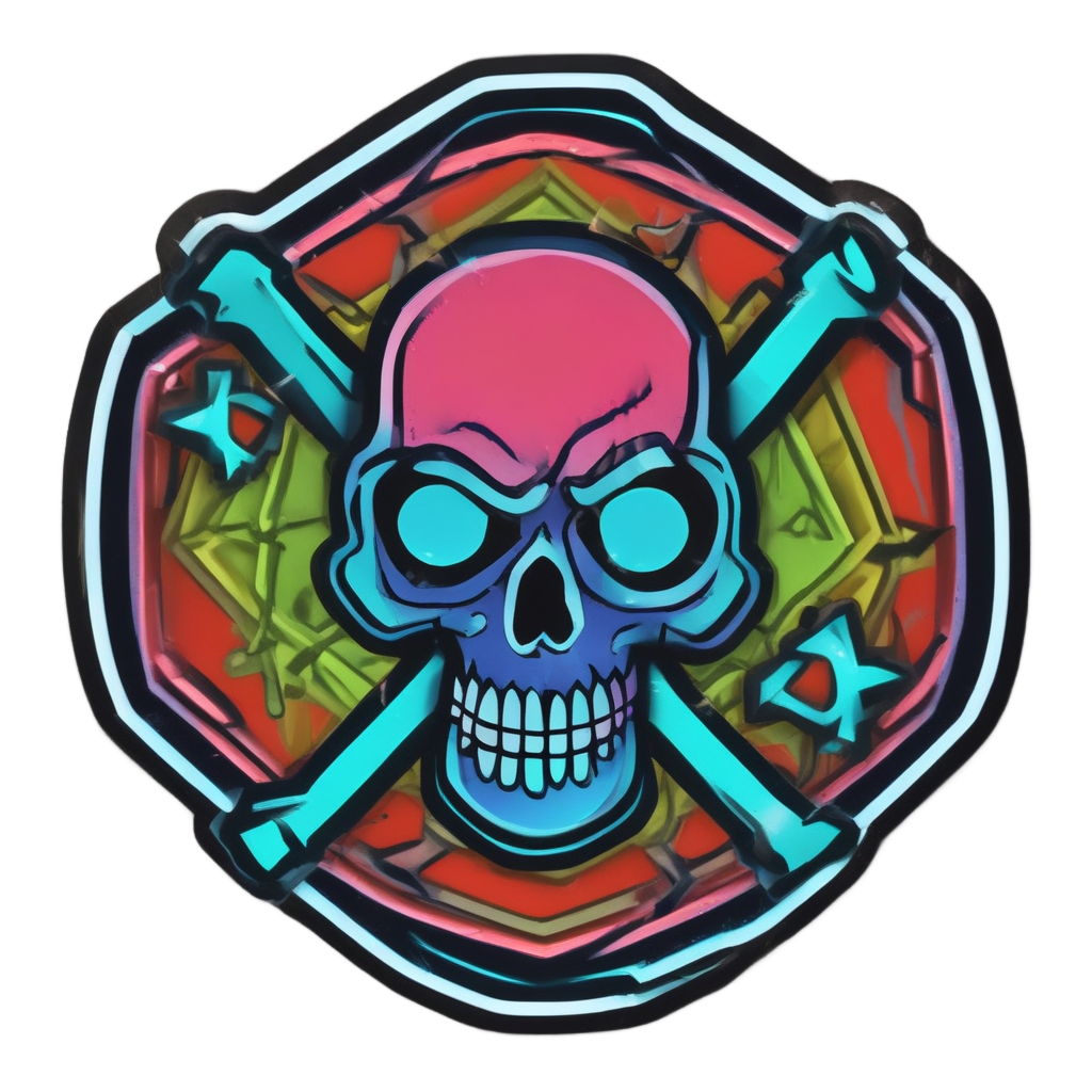 Biohazard Neon Skull Cross — warning signage stickers