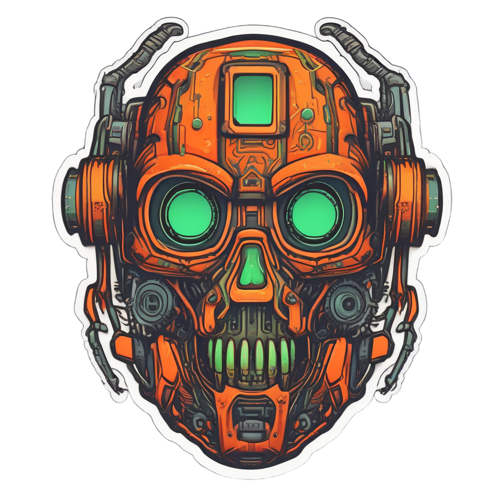 Biohazard Robot Head — danger symbol stickers