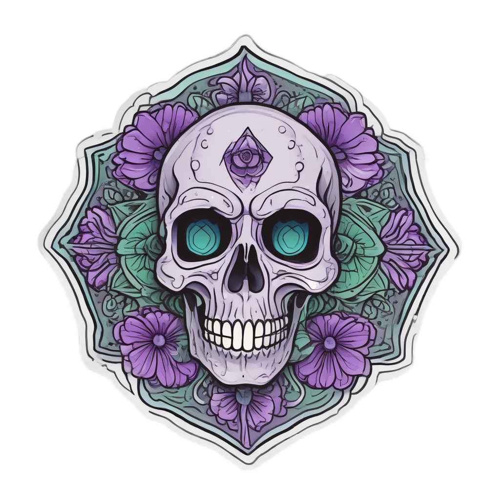 Biohazard Skull Flower — warning signage stickers