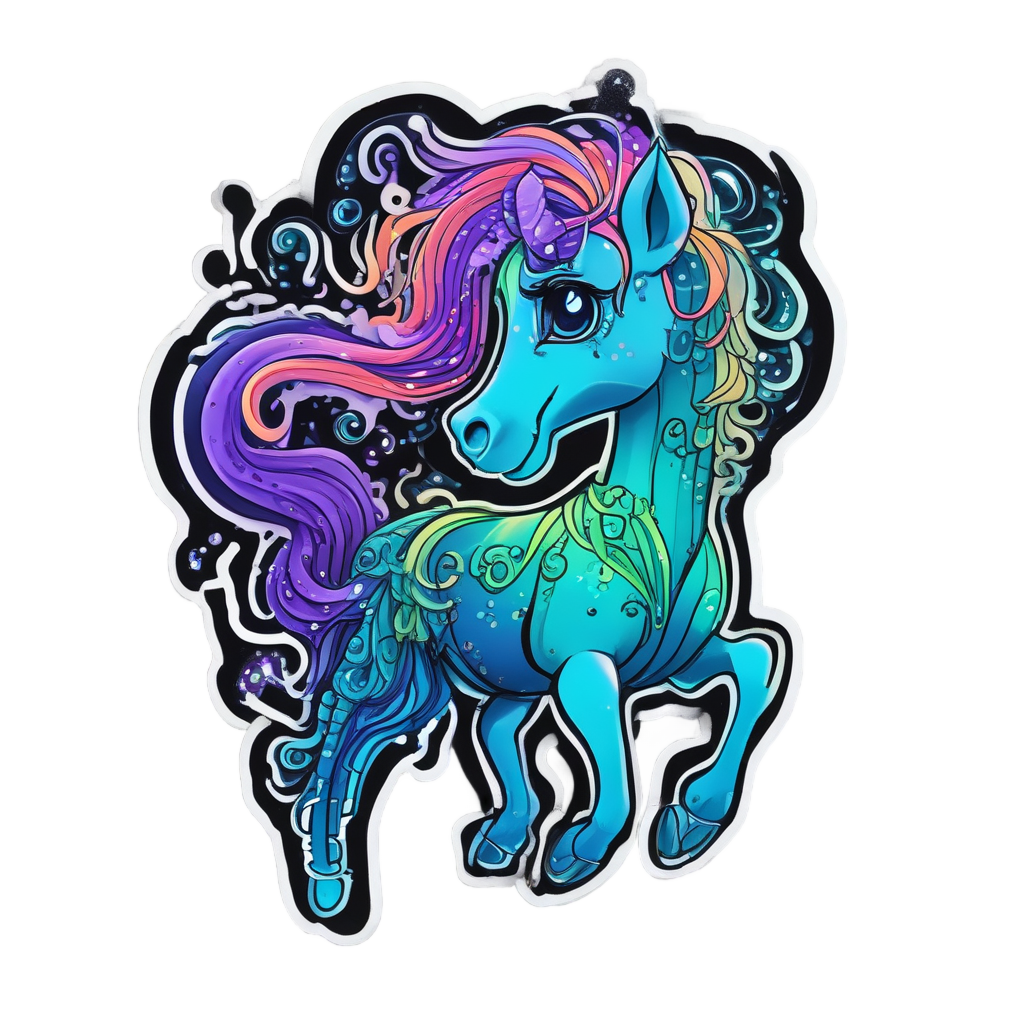 Bioluminescent Neon Deep Sea Pony — farm nursery stickers