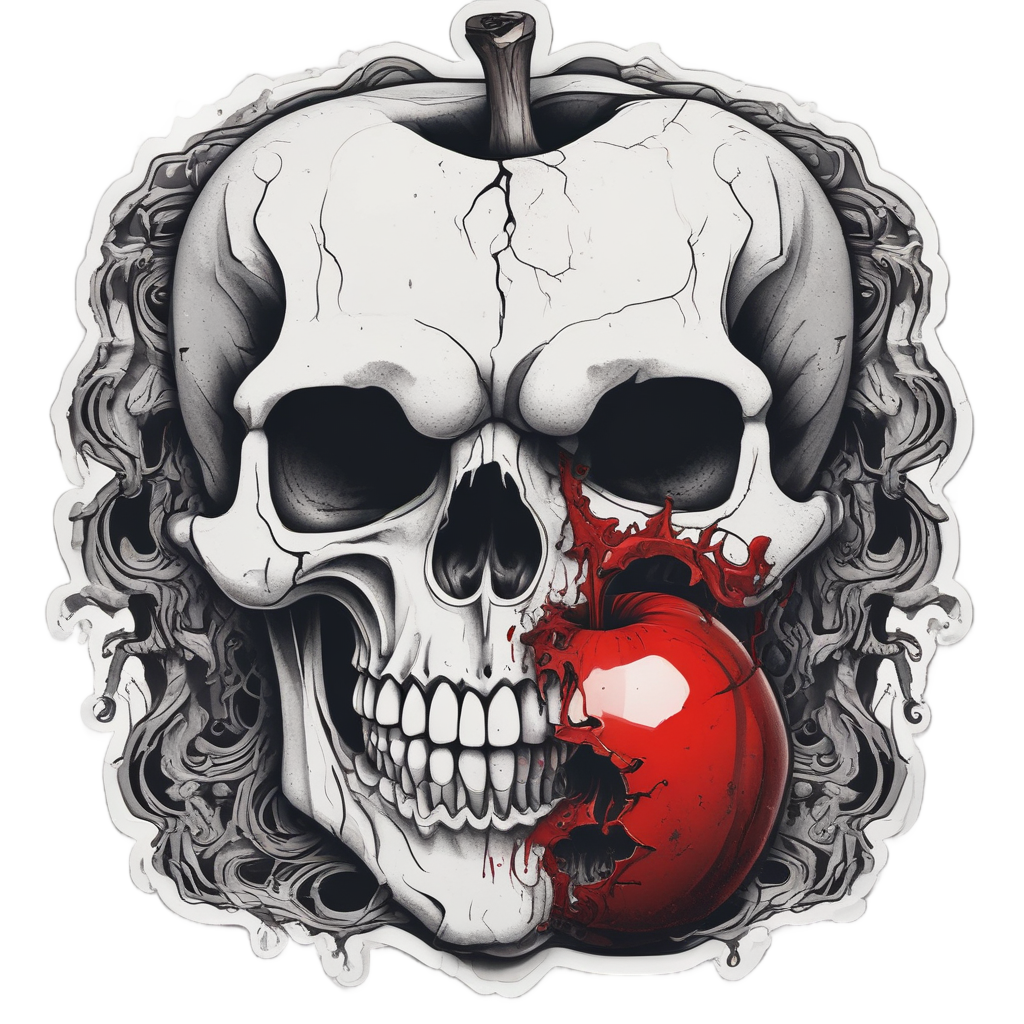 Bitten Apple Grin — gothic stickers
