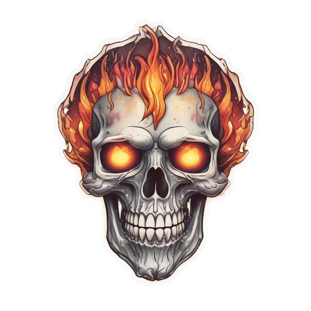Blazing Heart Skull — gothic stickers