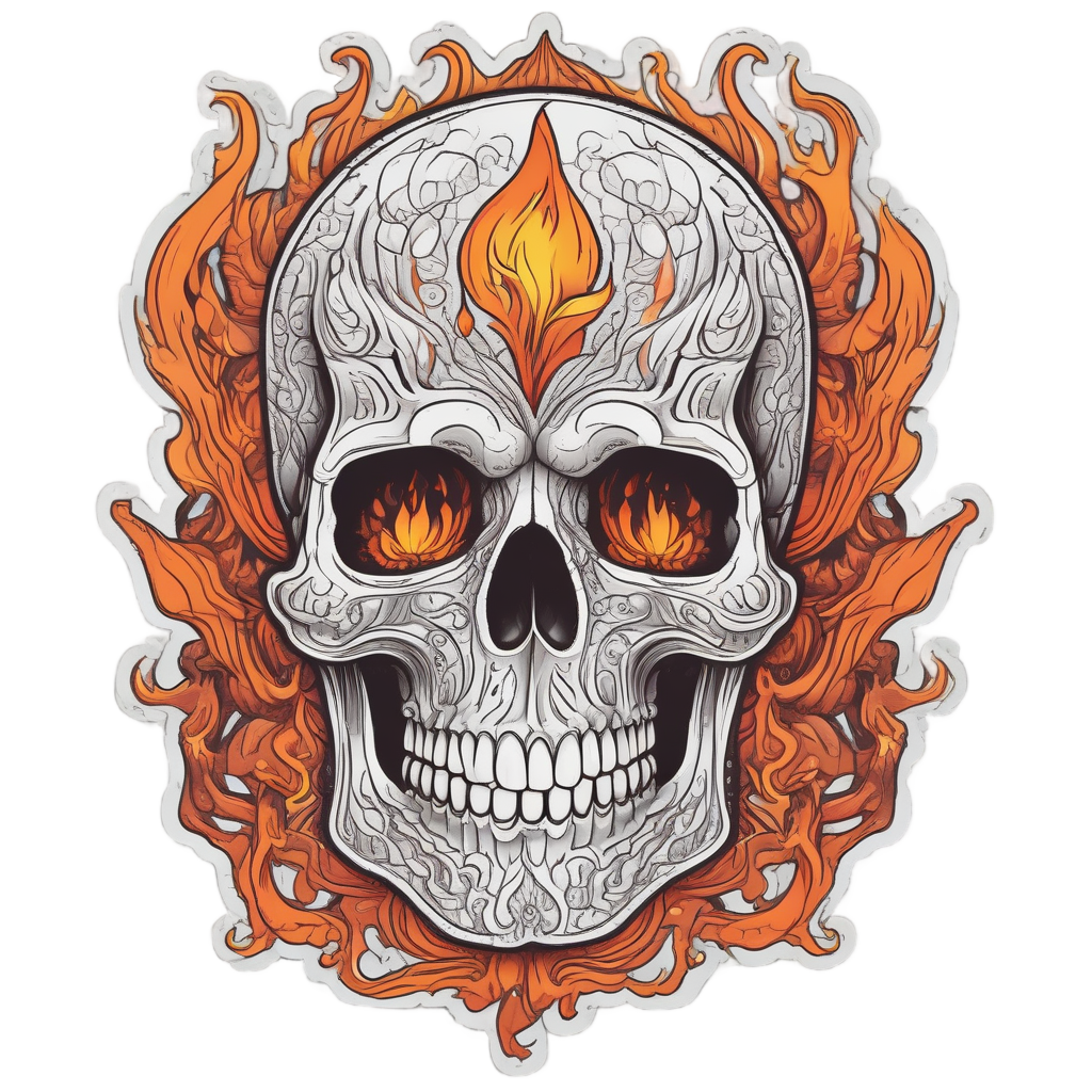 Blazing Inferno Skull — gothic stickers