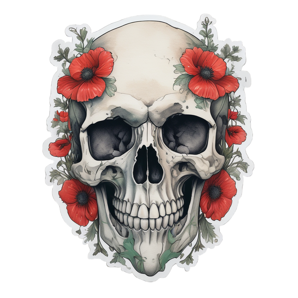 Bleeding Bloom Skull — gothic stickers