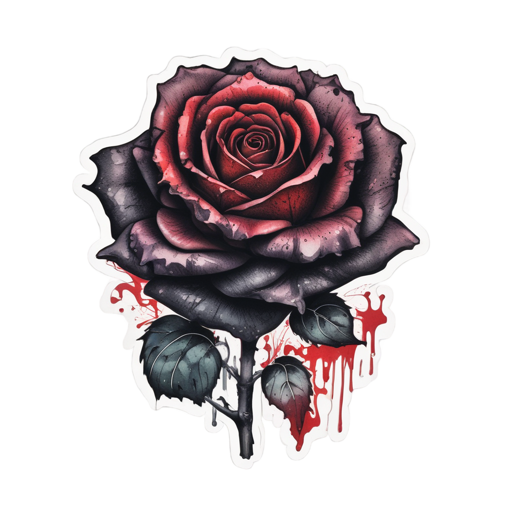 Bleeding Heart Rose — gothic botanical stickers