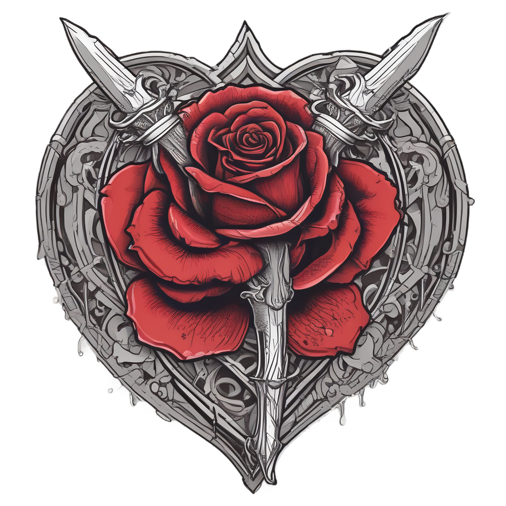 Bleeding Rose Dagger Heart — snake, dagger & rose stickers