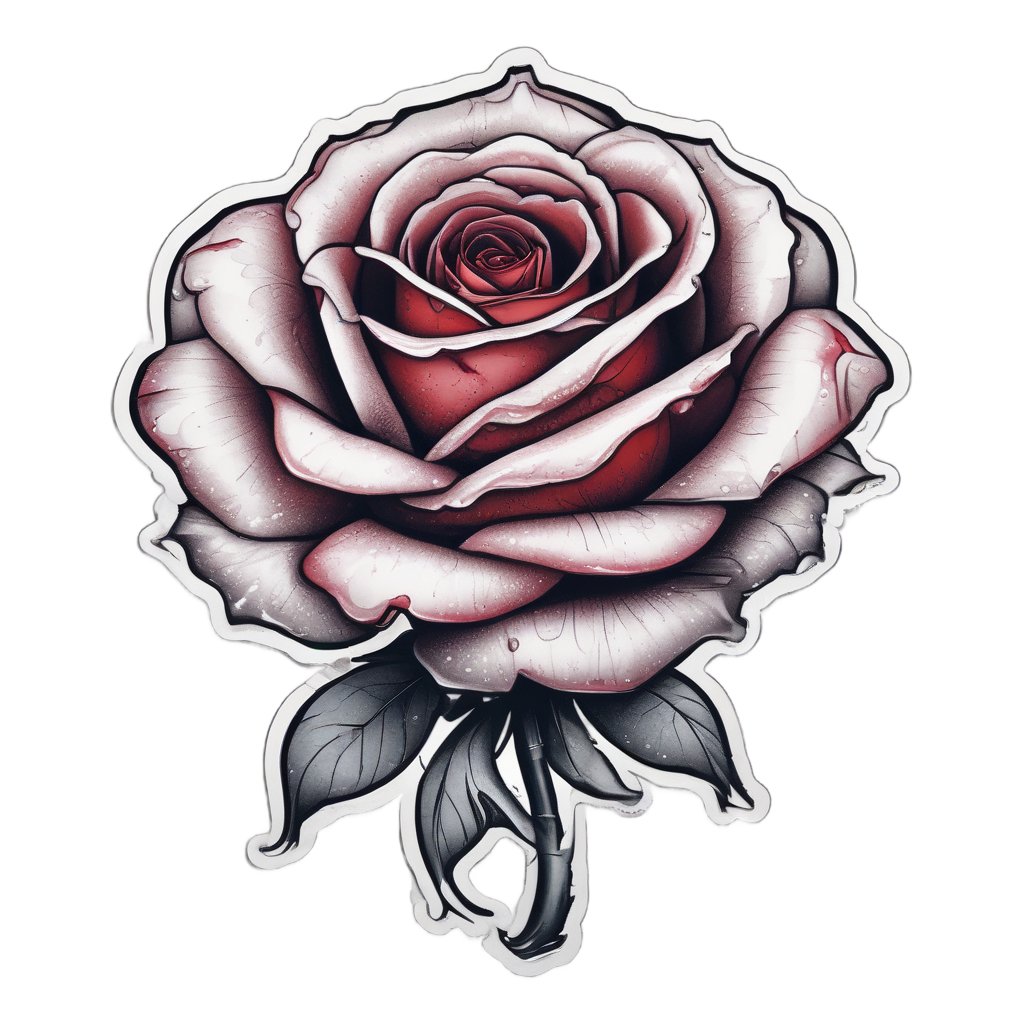 Bleeding Rose in Tears — single stem stickers