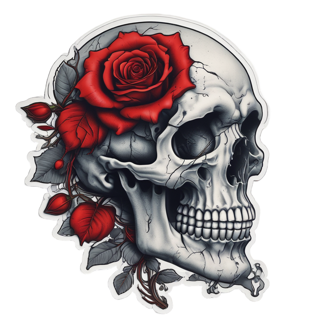 Bleeding Rose Skull — gothic stickers