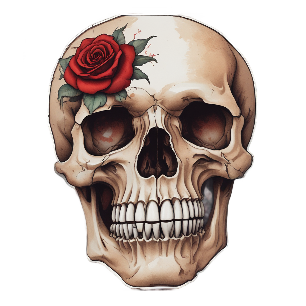 Bleeding Rose Skull — gothic stickers