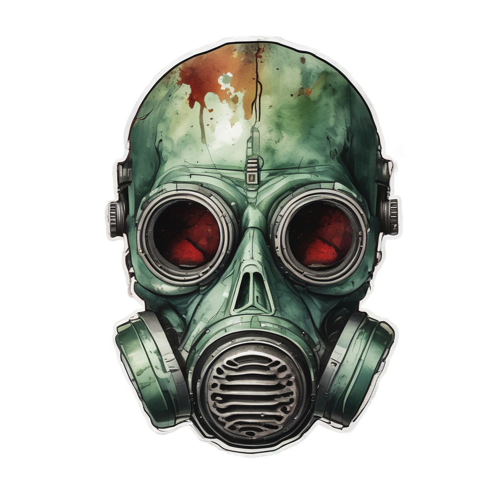 Bleeding Rust Skull — gas mask stickers