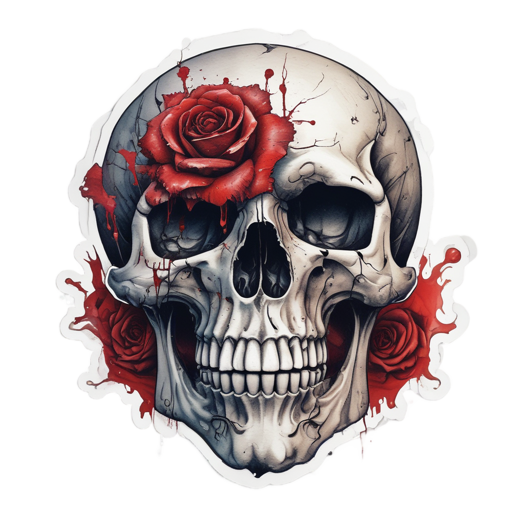 Bleeding Thorned Rose Skull — gothic stickers