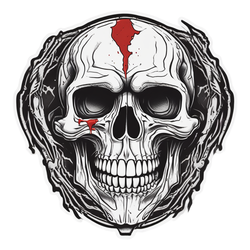 Bleeding Warstripe Skull — gothic stickers