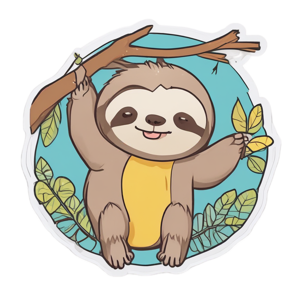 Blissful Stripe Badge Sloth — warning signage stickers