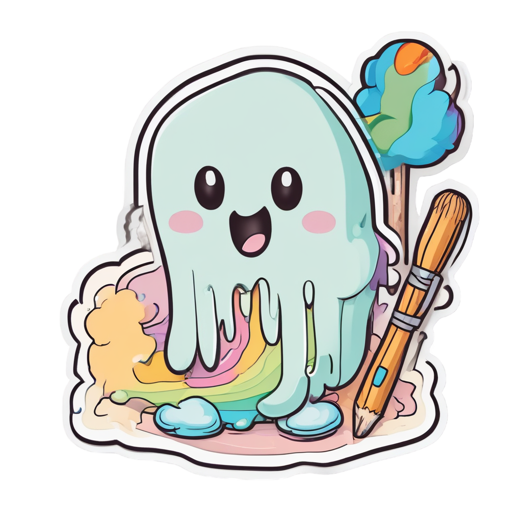 Blob Ghost Painting Canvas — pastel blobs stickers