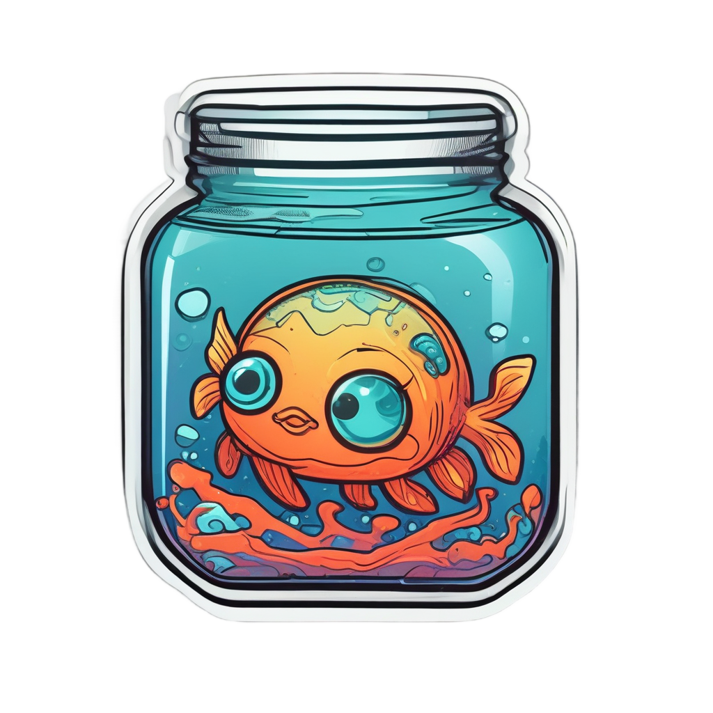 Blob with Fishbowl — pastel blobs stickers