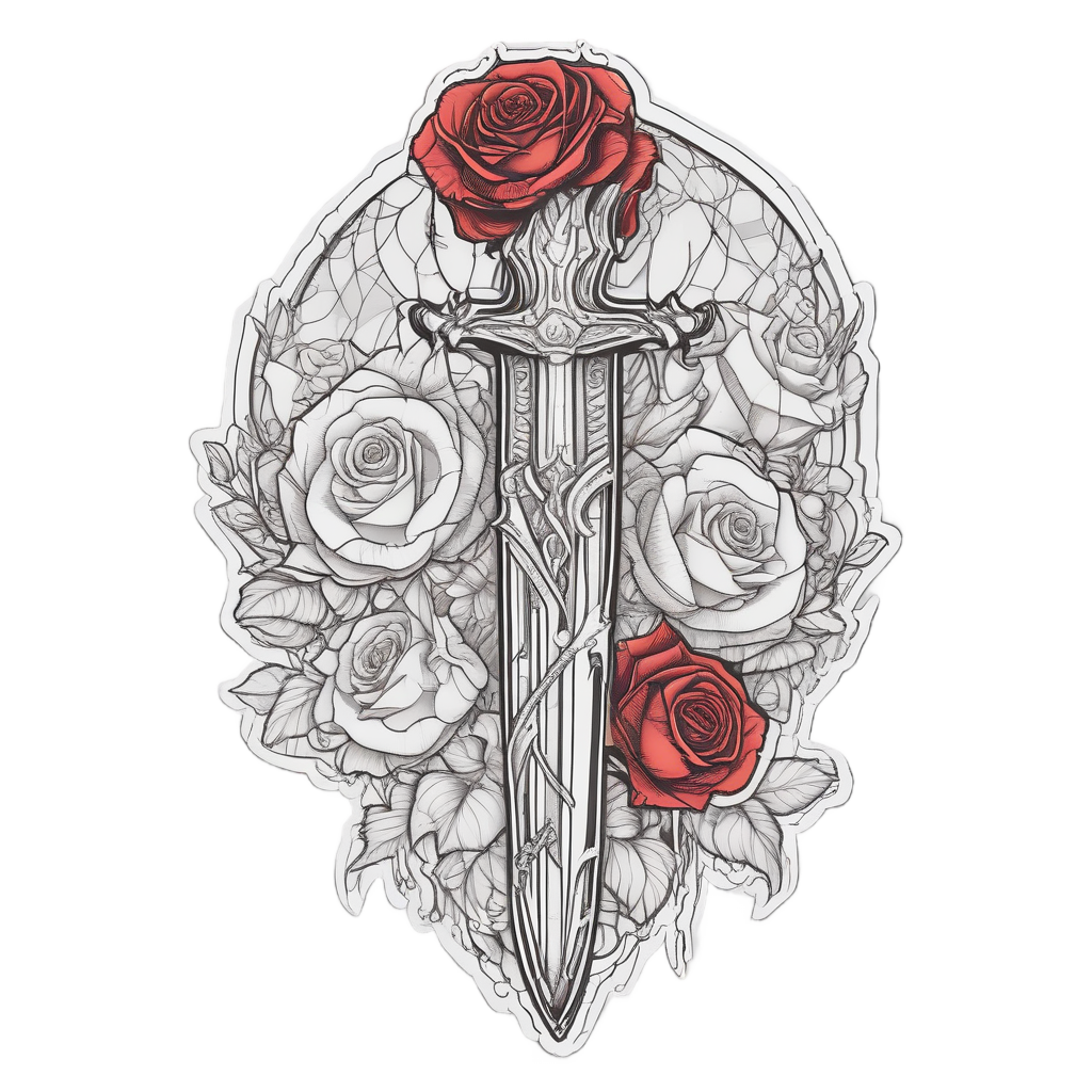 Blood Drip Rose Dagger — snake, dagger & rose stickers
