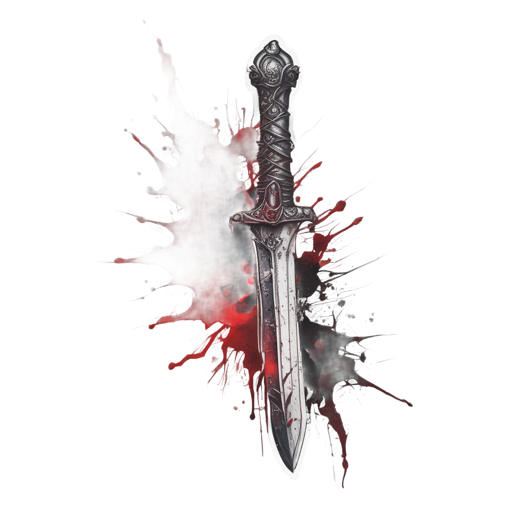 Blood Splatter Dagger — blackwork flash stickers