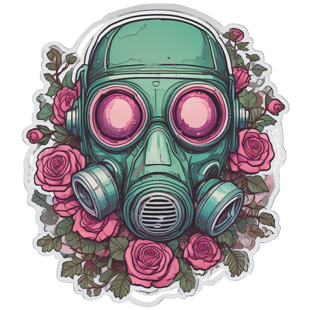 Bloom Toxin Rose — gas mask stickers