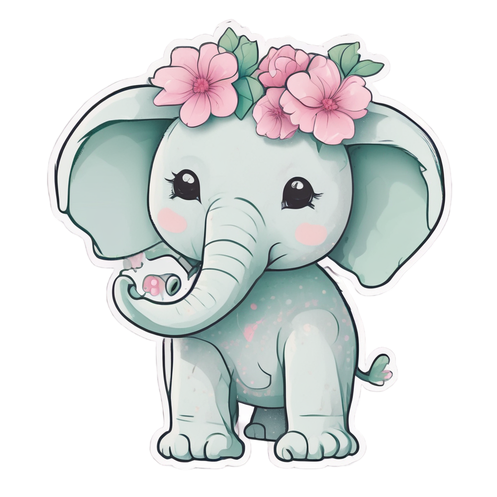 Blooming Baby Elephant Joy — safari nursery stickers