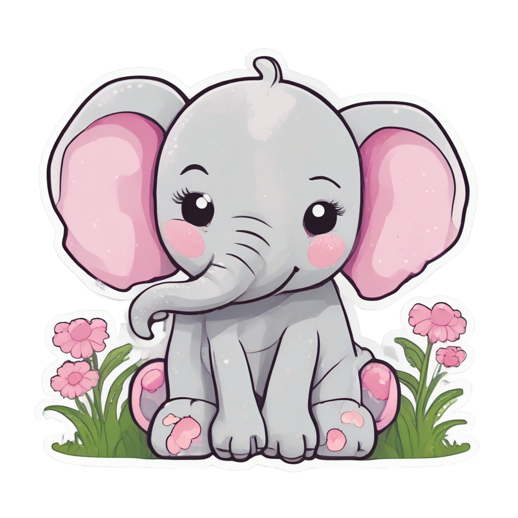 Blooming Baby Elephant — safari nursery stickers