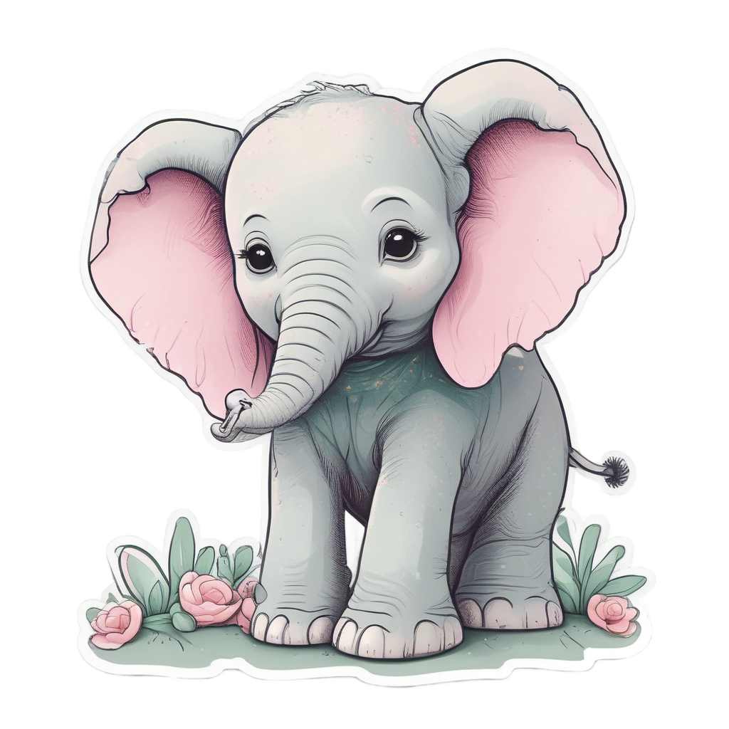 Blooming Baby Elephant — safari nursery stickers