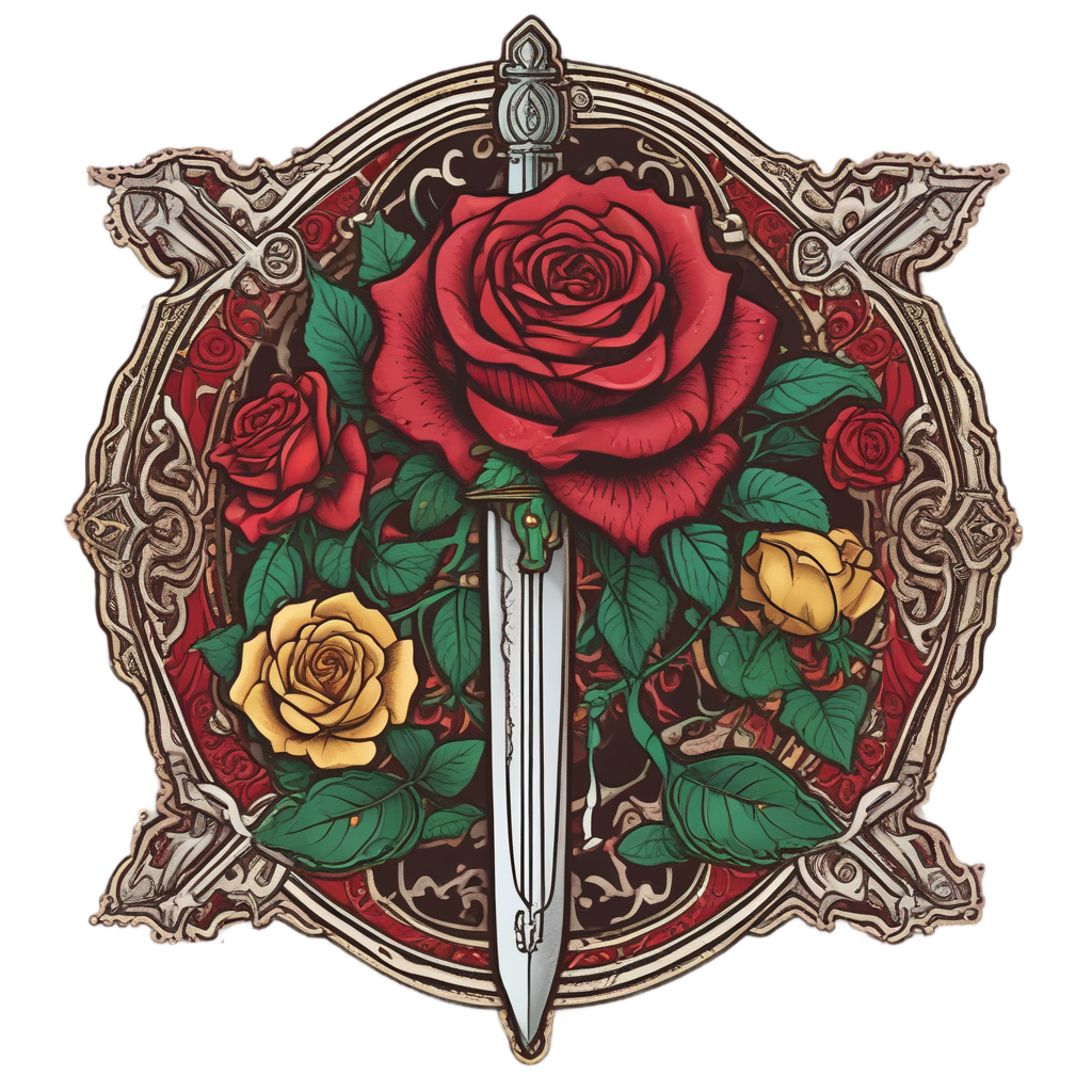 Blooming Blade Duet — snake, dagger & rose stickers