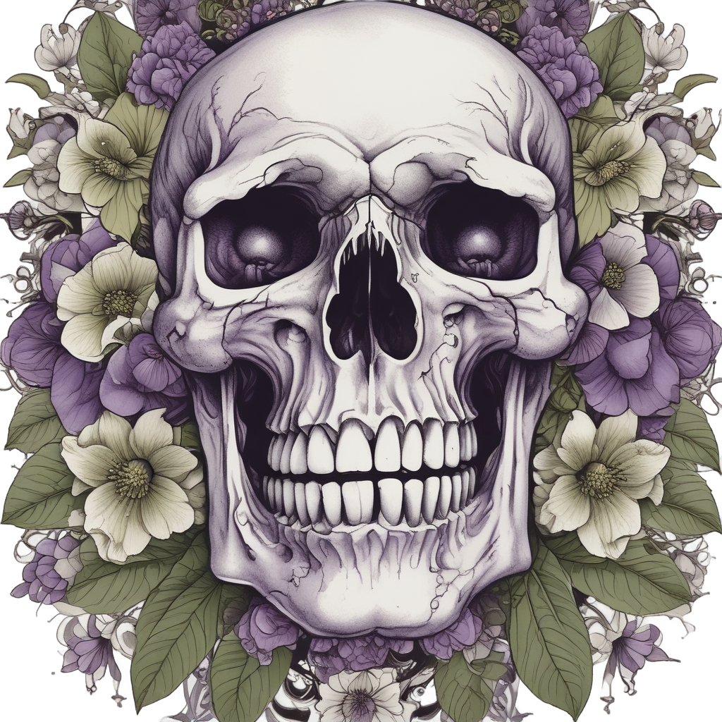 Blooming Death Skull — skull & crossbones stickers