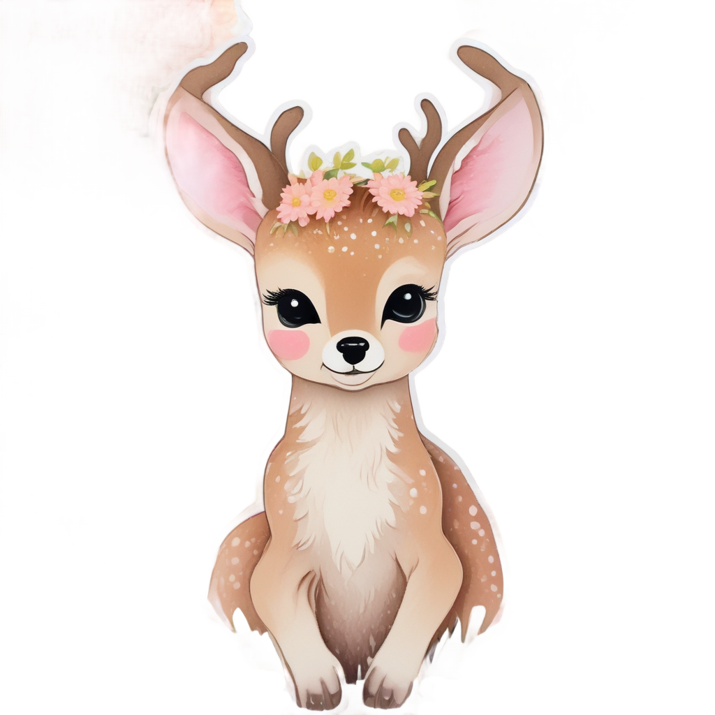 Blooming Fawn in Flowers — woodland nursery stickers