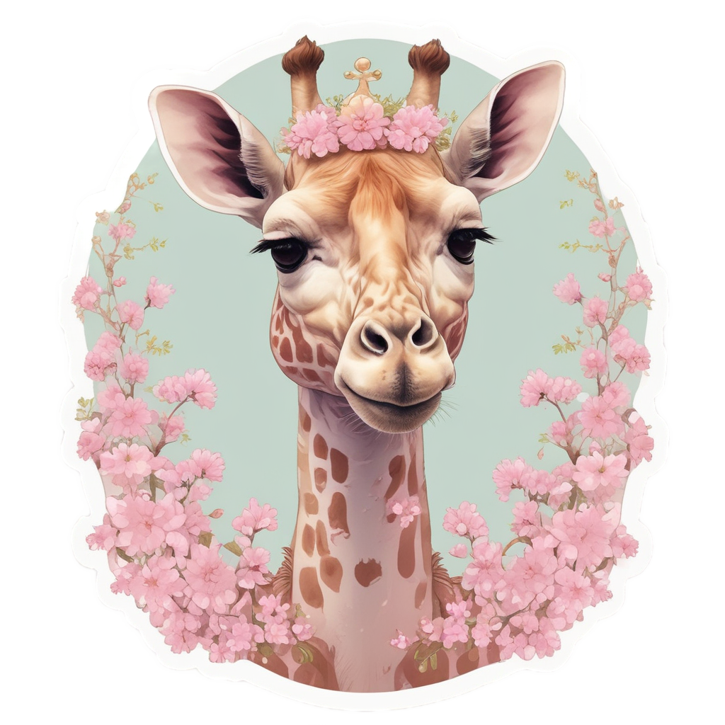 Blooming Flower Giraffe — safari nursery stickers