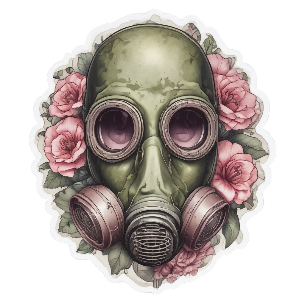 Blooming Gas Mask — gas mask stickers