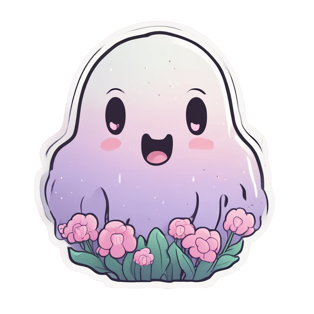 Blooming Ghost Sprout — pastel blobs stickers