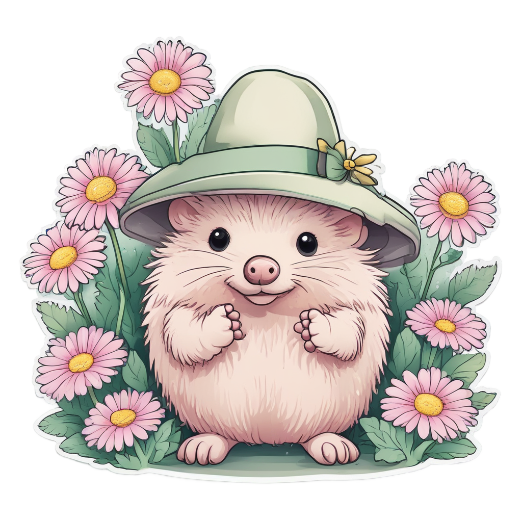 Blooming Hedgehog Gardener — woodland nursery stickers