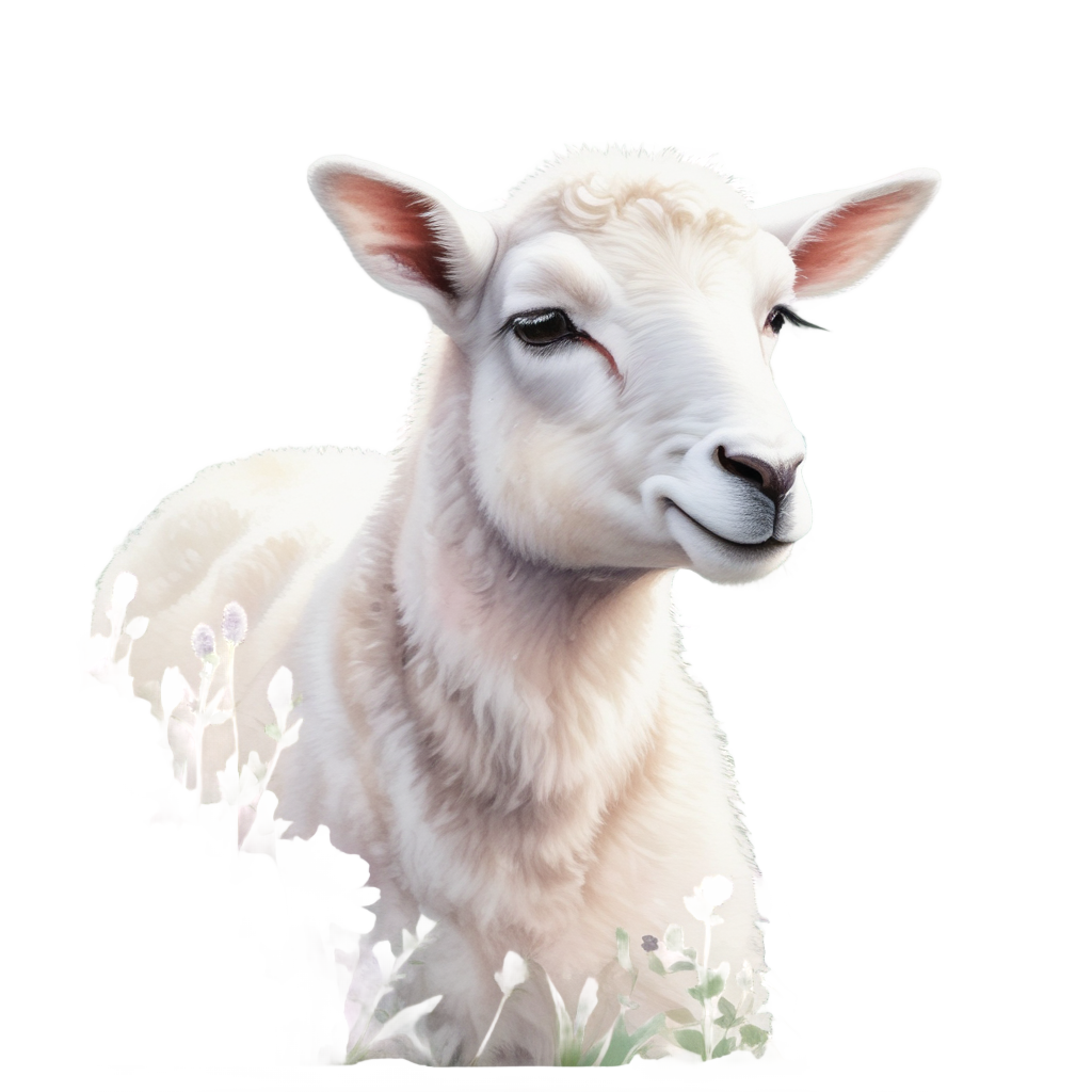 Blooming Lamb in Flowers — farm nursery stickers