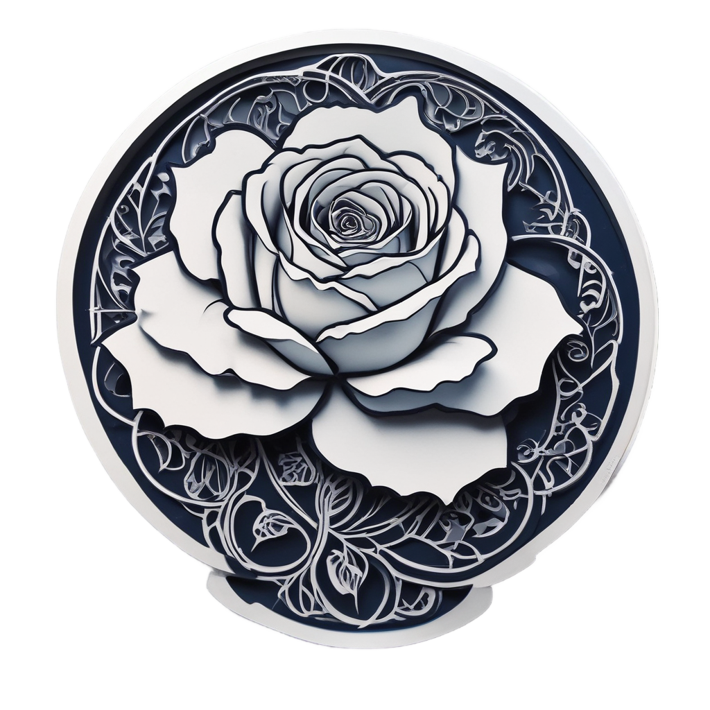 Blooming Midnight Rose — single stem stickers