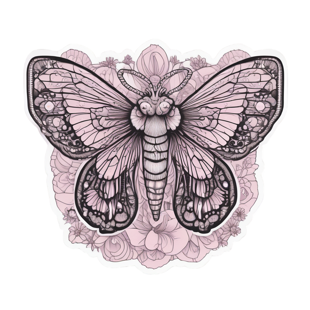 Blooming Moth Dreamer — blackwork flash stickers