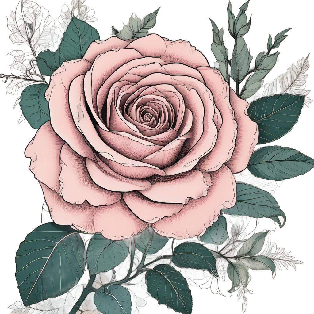 Blooming Rose in Wind — fine-line flash stickers