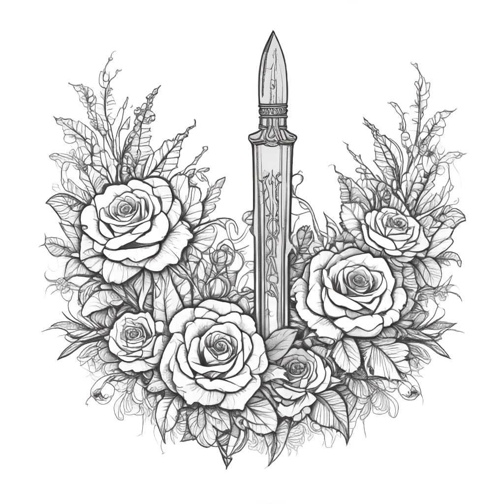 Blooming Thorn Dagger — blackwork flash stickers